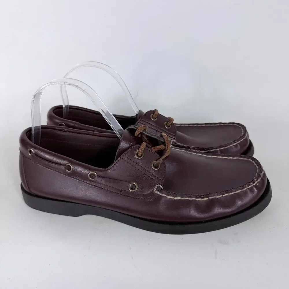 Polo Sport Ralph Lauren Boat Shoes Men's 10 Brown Leather Lace-Up Low Top Casual